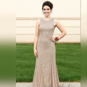 Onyx Nite Elegant Lace Beige Dress